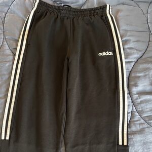 Adidas Mens Black Joggers with White Stripes